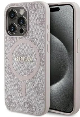 Oryginalne Etui GUESS Hardcase GUHMP15XG4GFRP do iPhone 15 Pro Max (Kompatybilny z Magsafe / 4G Ring classic logo / różowy)
