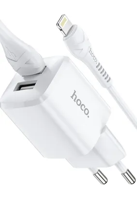 HOCO ładowarka sieciowa 2xUSB + kabel do Lightning 8-pin 2,4A N8 Briar biała
