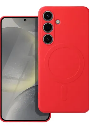 Futerał Silicone Mag Cover kompatybilny z MagSafe do SAMSUNG S24 czerwony