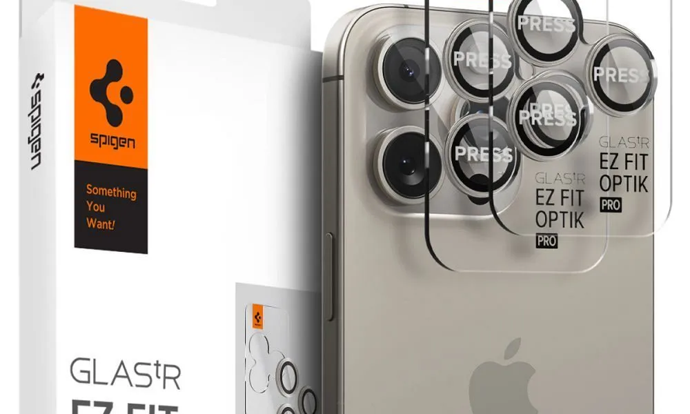 Osłona Aparatu SPIGEN OPTIK.TR ”EZ FIT” Camera Protector 2-pack do IPHONE 14 PRO / PRO MAX / 15 PRO / PRO MAX natural titanium