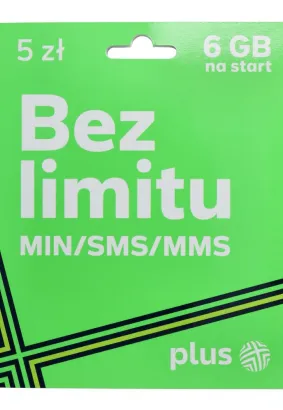 Karta Startowa Plus 5 Bez limitu min / sms / mms 6GB