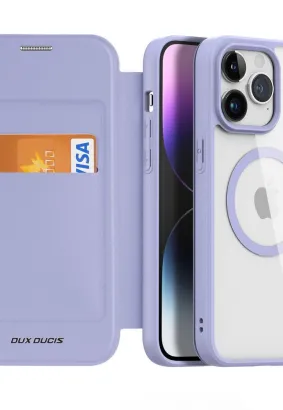 DUX DUCIS Skin X Pro - futerał z klapką kompatybilny z MagSafe do Apple iPhone 15 Pro fioletowy