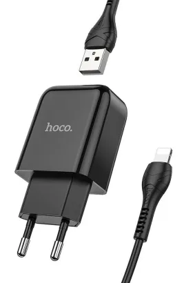 HOCO ładowarka sieciowa USB + kabel do Lightning 8-pin 2.1A N2 Vigour czarna.