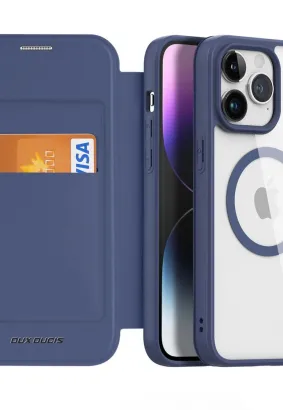 DUX DUCIS Skin X Pro - futerał z klapką kompatybilny z MagSafe do Apple iPhone 15 Pro niebieski