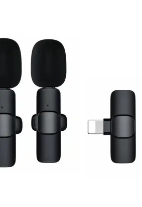 Mikrofon bezprzewodowy krawatowy dla iPhone Lightning 8-pin podwójny (2 w zestawie) K1
