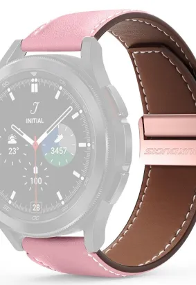 DUX DUCIS YA - pasek z naturalnej skóry do Samsung Galaxy Watch / Huawei Watch / Honor Watch (20mm band) różowy
