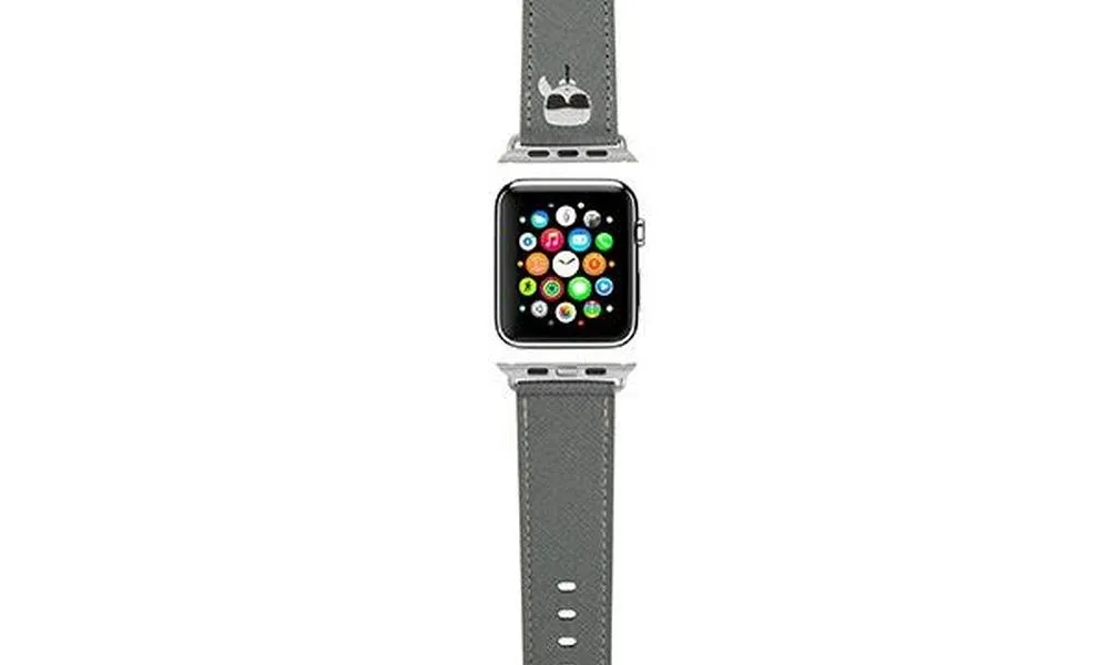 Pasek do Apple Watch silikonowy Karl Lagerfeld SAFFIANO KH 42/44mm KLAWLOKHG srebrny