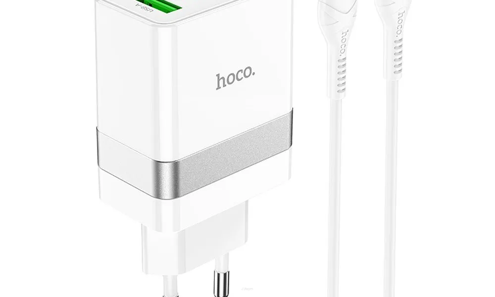 HOCO ładowarka sieciowa Typ C + USB QC3.0 z kablem do Typ C Power Delivery 30W Starter N21 biała