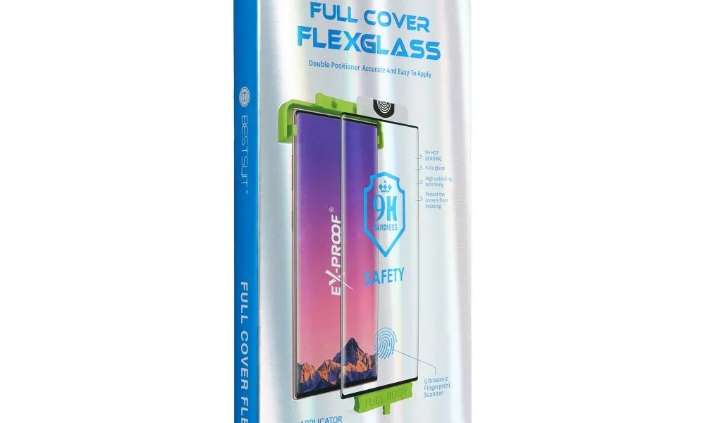 Szkło hybrydowe Bestsuit Flexible 5D Full Glue do Samsung Galaxy S24 Ultra czarny (Hot Bending) - działający czytnik