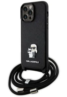 Oryginalne Etui KARL LAGERFELD Hardcase KLHCP13XSAKCPSK do iPhone 13 Pro Max (Saffiano KC Metal PIN Crossbody / czarny)