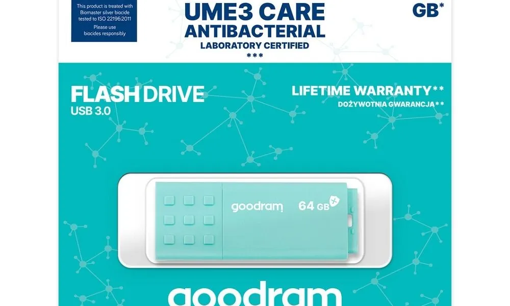 Pamięć Przenośna typu pendrive GOODRAM UME3 Care 64GB USB 3.0 (Biomaster protected)