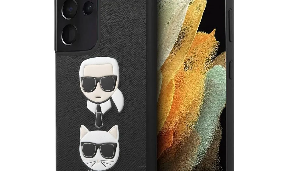 KARL LAGERFELD futerał do SAMSUNG S21 Ultra KLHCS21MSAKICKCBK (Saffiano Ikonik Karl and Choupette Head) czarny