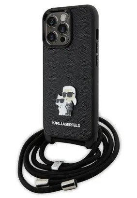 Oryginalne Etui KARL LAGERFELD Hardcase KLHCP13LSAKCPSK do iPhone 13 Pro (Saffiano KC Metal PIN Crossbody / czarny)