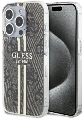 GUESS futerał do IPHONE 15 Pro GUHCP15MH4PSEGW (4G Gold Stripe) brązowy