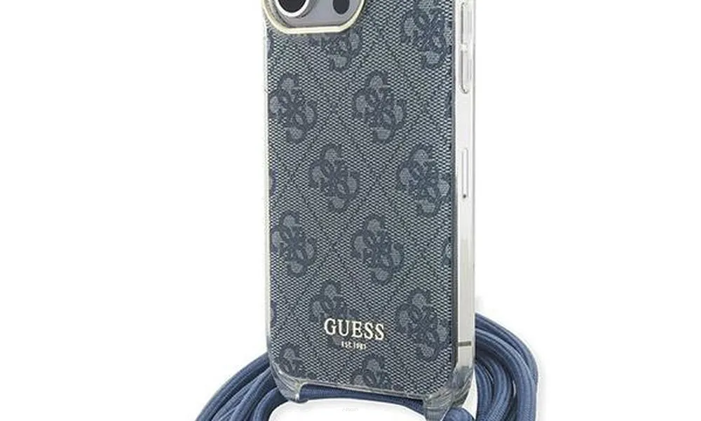 Oryginalne Etui GUESS Hardcase GUHCP15LHC4SEB do iPhone 15 Pro (Crossbody Cord 4G Print / niebieski)
