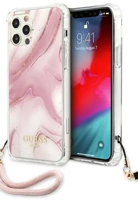 Oryginalne Etui GUESS Hardcase GUHCP12MKSMAPI do iPhone 12 / 12 PRO (Kolekcja Marble / rożowy)