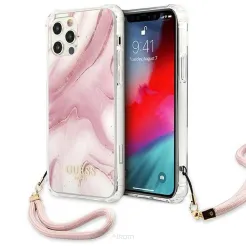 Oryginalne Etui GUESS Hardcase GUHCP12MKSMAPI do iPhone 12 / 12 PRO (Kolekcja Marble / rożowy)