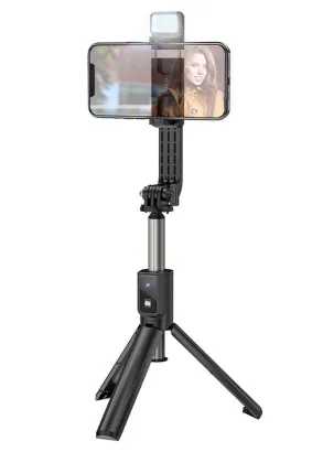 HOCO uchwyt selfie stick tripod z bezprzewodowym pilotem Aluminium Gimbal K15 czarny