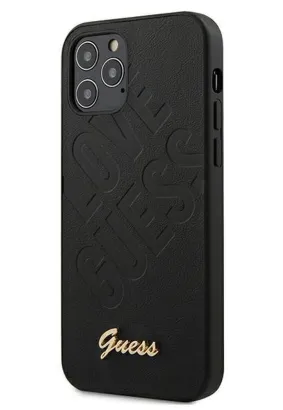 Oryginalne Etui GUESS Hardcase GUHCP12LPUILGBK do iPhone 12 PRO MAX (Kolekcja Iridescent Love Script / czarny + złote logo)