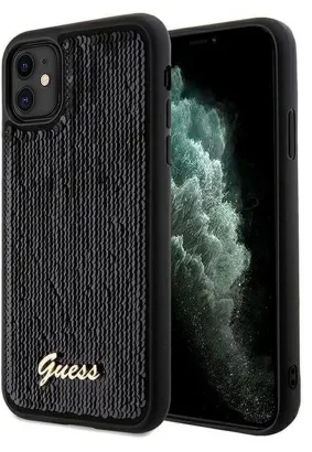 GUESS futerał do IPHONE 11 GUHCN61PSFDGSK (Sequin Script Metal) czarny