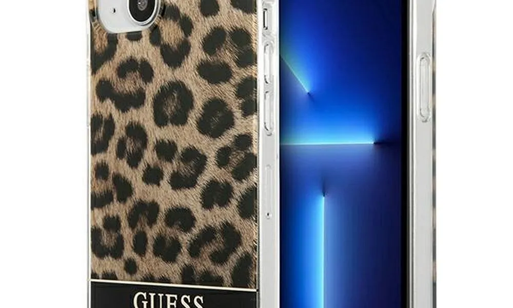 Oryginalne Etui GUESS Hardcase GUHCP13SHSLEOW do iPhone 13 MINI (Leopard Electro Stripe / brązowy)