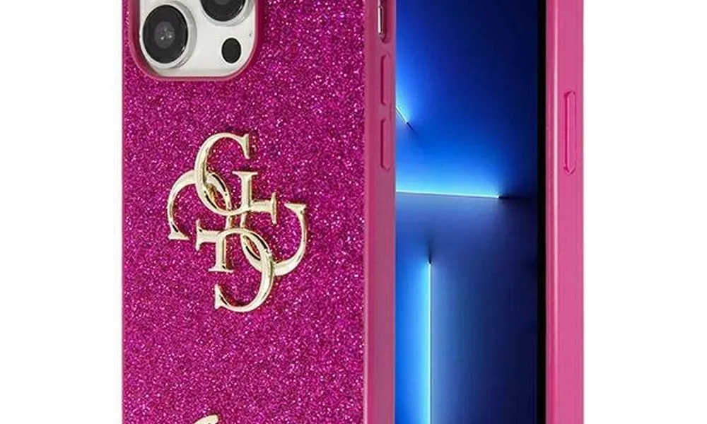 GUESS futerał do IPHONE 15 Pro GUHCP15LHG4SGU (Fixed Glitter Big 4G) fioletowy