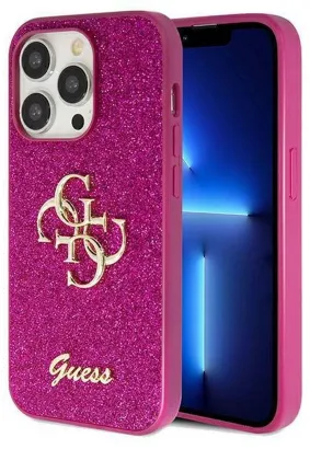 GUESS futerał do IPHONE 15 Pro GUHCP15LHG4SGU (Fixed Glitter Big 4G) fioletowy