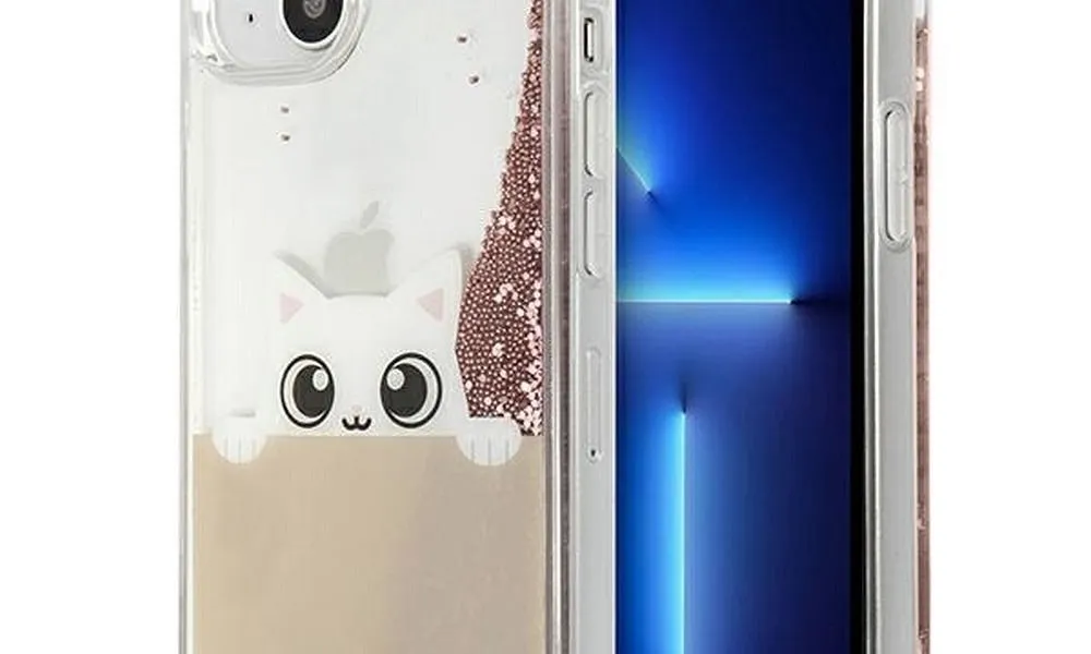 Oryginalne Etui KARL LAGERFELD Hardcase KLHCP13MPABGNU do iPhone 13 (Liquid Glitter Peek and Boo / różowy)