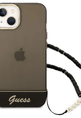 Oryginalne Etui GUESS Hardcase GUHCP14SHGCOHK do iPhone 14 (IML Electro Cam w. Strap Translucent / czarny)