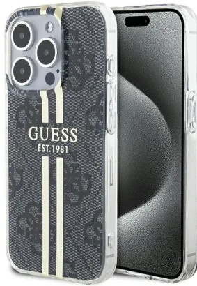 GUESS futerał do IPHONE 15 Pro GUHCP15LH4PSEGK (4G Gold Stripe) czarny