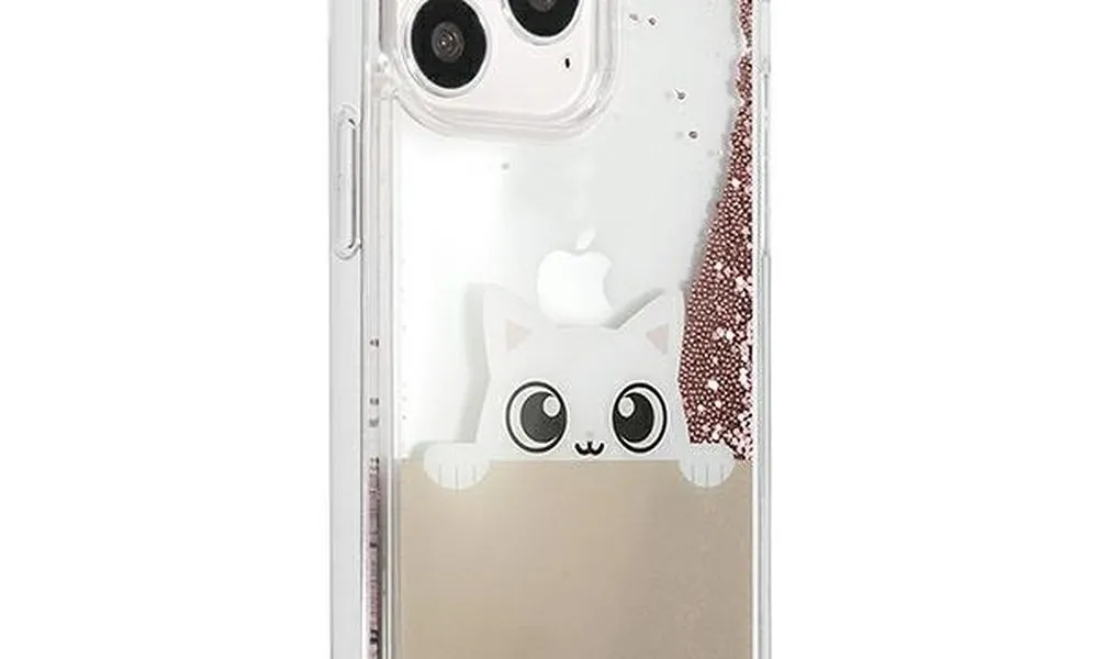 Oryginalne Etui KARL LAGERFELD Hardcase KLHCP13XPABGNU do iPhone 13 PRO MAX (Liquid Glitter Peek A Boo / różowy)