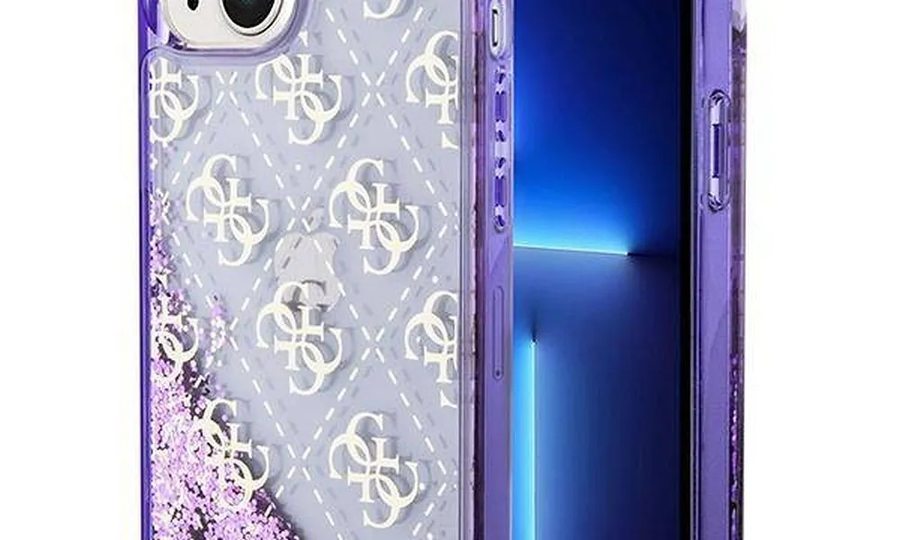 Oryginalne Etui GUESS Hardcase GUHCP14SLC4PSGU do iPhone 14 (Liquid Glitter 4G Translucent / fioletowy)