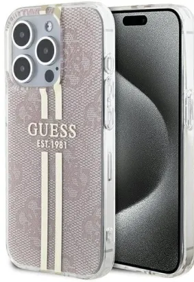 GUESS futerał do IPHONE 15 Pro GUHCP15LH4PSEGP (4G Gold  Stripe) różowy