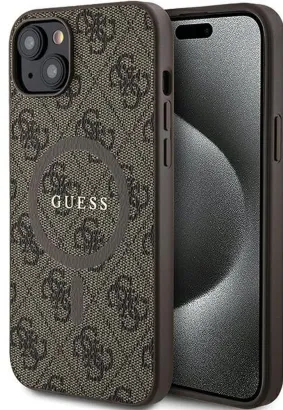 GUESS futerał do IPHONE 15 Plus / 14 Plus GUHMP15MG4GFRW (Leather 4G Metal Logo) brązowy