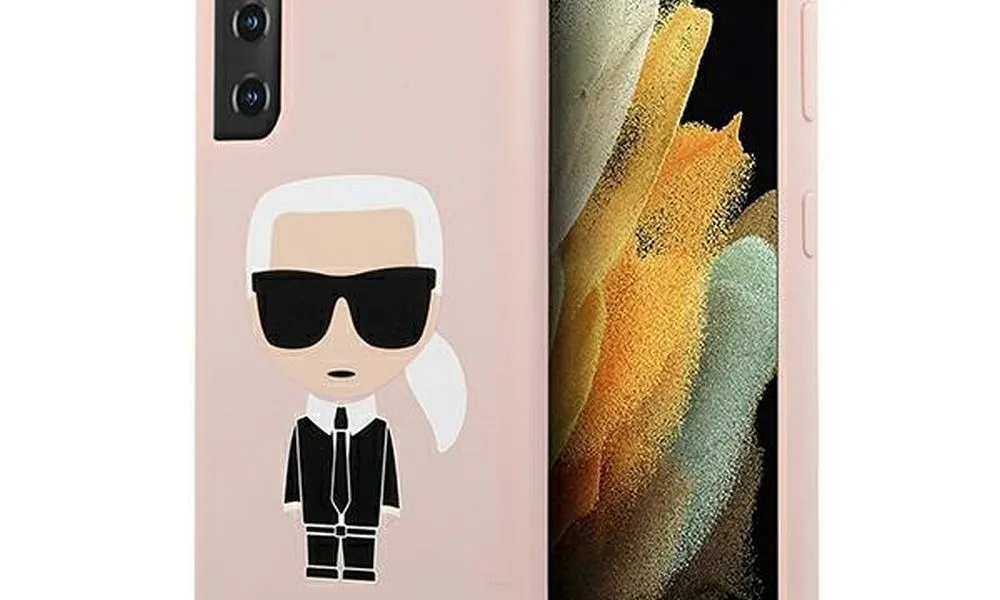 Oryginalne Etui KARL LAGERFELD Hardcase KLHCS21MSLFKPI do Samsung S21 Plus (Silicone Iconic / jasnoróżowy)