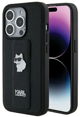 Oryginalne Etui KARL LAGERFELD Hardcase KLHCP14LGSACHPK do iPhone 14 Pro (Gripstand Saffiano choupette PIN / czarny)