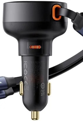 BASEUS ładowarka samochodowa Enjoyment Pro 60W Typ-C + zwijany kabel 2w1  (Typ-C + Lightning 8-pin) CCTXP-CCL / C00057802111-00