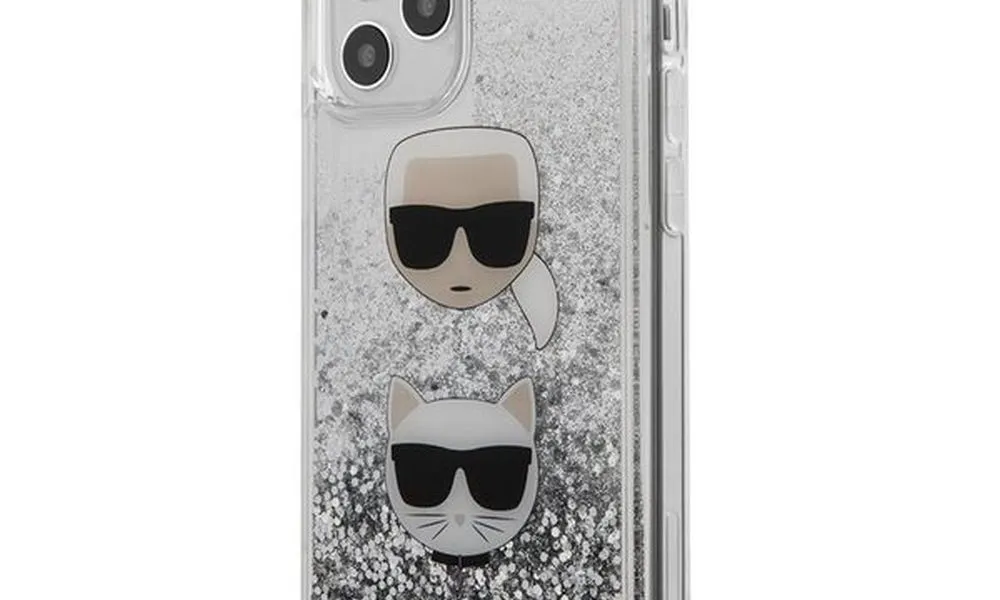 Oryginalne Etui KARL LAGERFELD Hardcase KLHCP12MKCGLSL do iPhone 12 / 12 PRO (Liquid Glitter 2 Heads / srebrny)