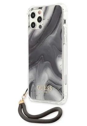 Oryginalne Etui GUESS Hardcase GUHCP12LKSMAGR do iPhone 12 PRO MAX (Kolekcja Marble / szary + sznur)