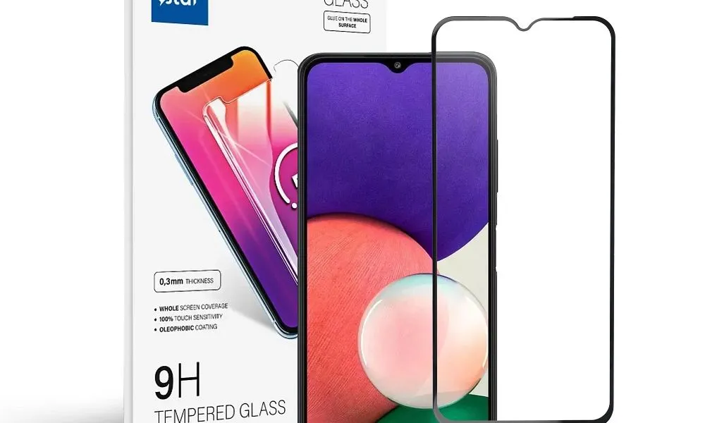 Szkło hartowane Blue Star 5D - do Samsung A22 5G (full glue/case friendly) - czarny