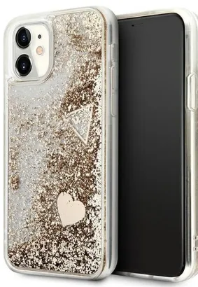 Oryginalne Etui GUESS Hardcase GUOHCN61GLHFLGO do iPhone 11 (Liquide Glitter Charms / złoty)