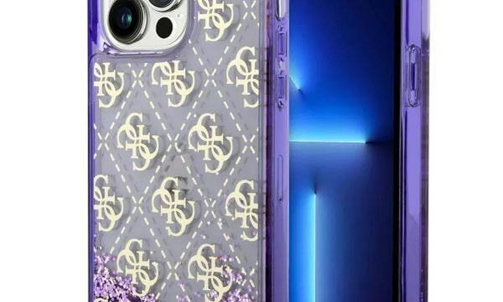 Oryginalne Etui GUESS Hardcase GUHCP14XLC4PSGU do iPhone 14 PRO MAX (Liquid Glitter 4G Translucent / fioletowy)