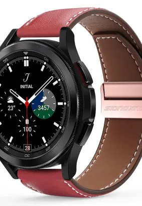 DUX DUCIS YA - pasek z naturalnej skóry do Samsung Galaxy Watch / Huawei Watch / Honor Watch (20mm band) czerwony