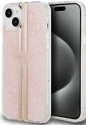 GUESS futerał do IPHONE 15 GUHCP15SH4PSEGP (4G Gold Stripe) różowy