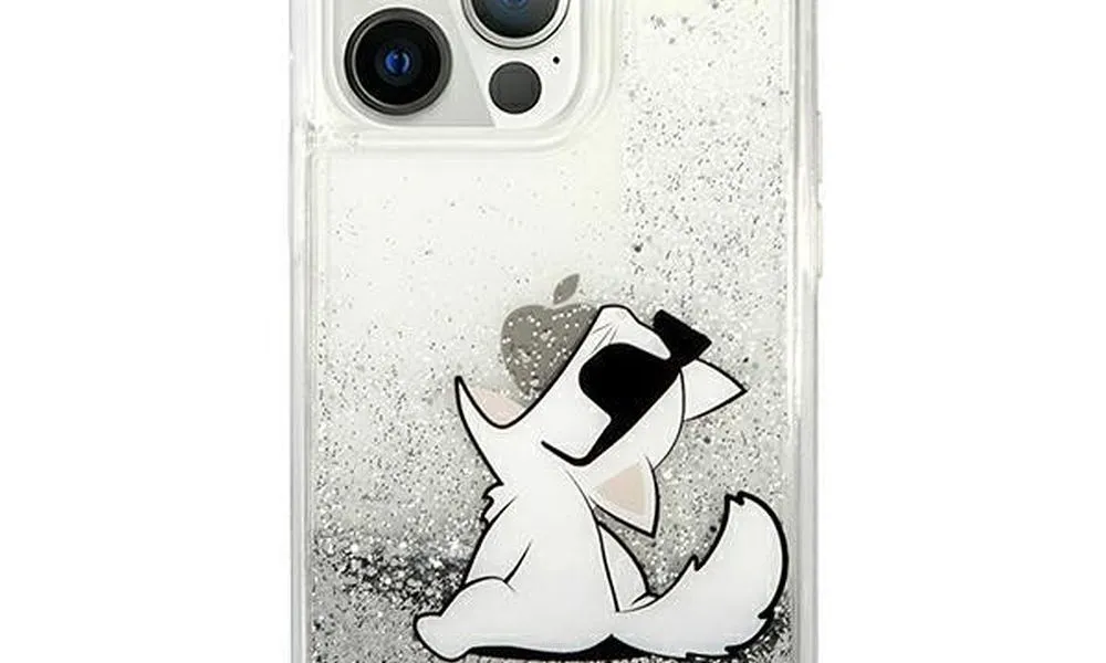 Oryginalne Etui KARL LAGERFELD Hardcase KLHCP13LGCFS do iPhone 13 PRO (Liquid Glitter Choupette Fun / srebrny)