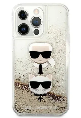 Oryginalne Etui KARL LAGERFELD Hardcase KLHCP13LKICGLD do iPhone 13 PRO (Liquid Glitter 2 Heads / złoty)