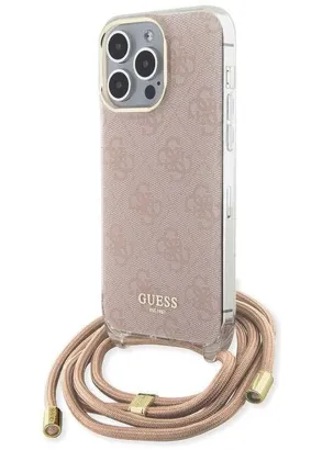Oryginalne Etui GUESS Hardcase GUHCP15XHC4SEP do iPhone 15 Pro Max (Crossbody Cord 4G Print / różowy)