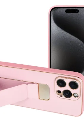 Futerał LEATHER CASE KICKSTAND do IPHONE 15 Pro Max różowy