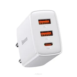 BASEUS ładowarka sieciowa 2x USB + Typ C Compact PD 30W biała CCXJ-E02