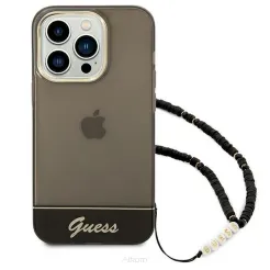 Oryginalne Etui GUESS Hardcase GUHCP14XHGCOHK do iPhone 14 PRO MAX (IML Electro Cam w. Strap Translucent / czarny)